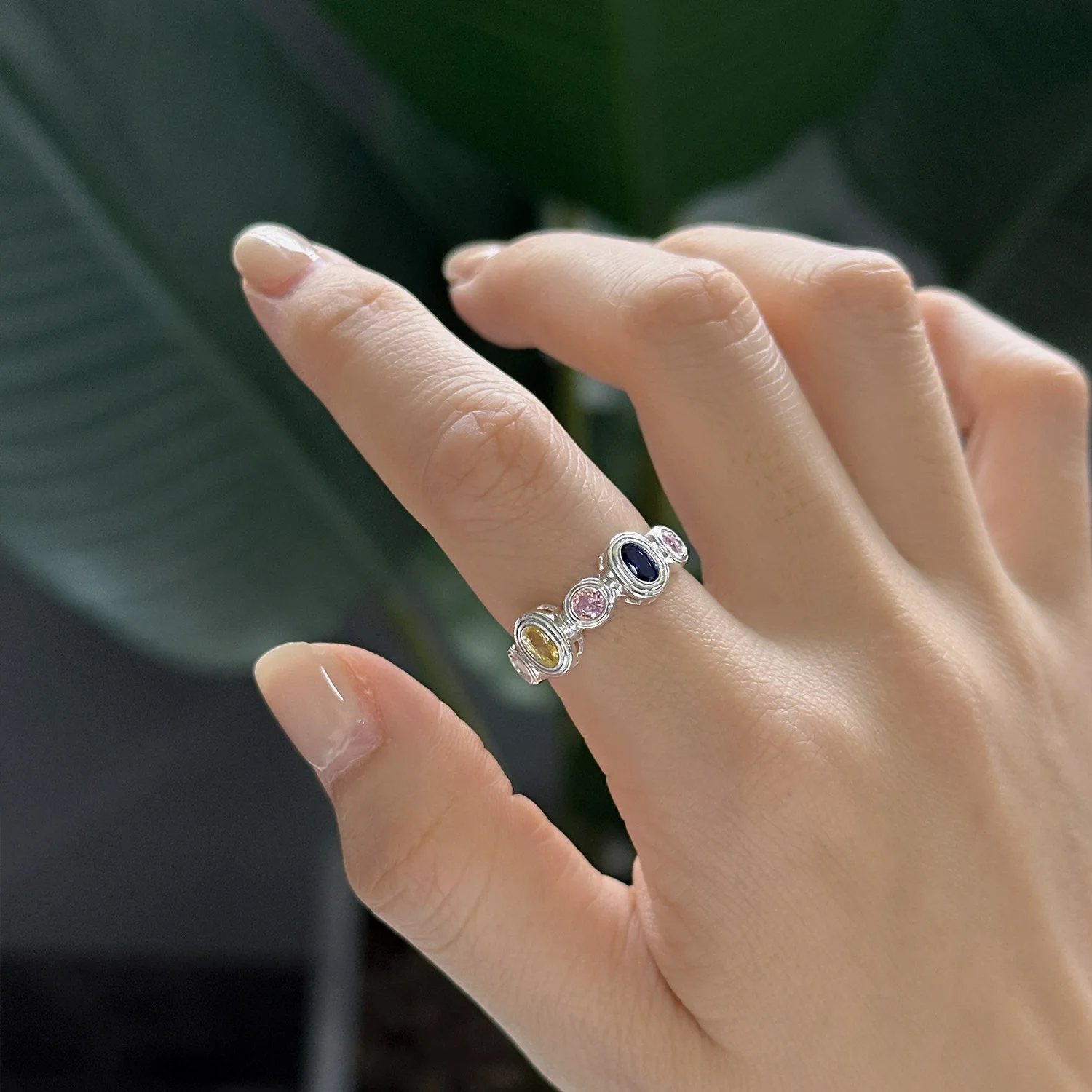 F.I.N.S Pure 925 Sterling Silver Rings for Women Minimalist Oval Colored Zircon Finger Party Fine Jewelry Gift Prevent Allergy