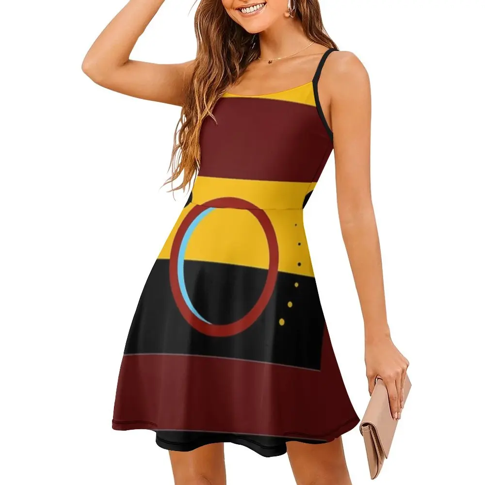 Mulheres The Martian Flag Sling Vestido, Suspender Vestido, Engraçado Novidade, Sexy, Férias