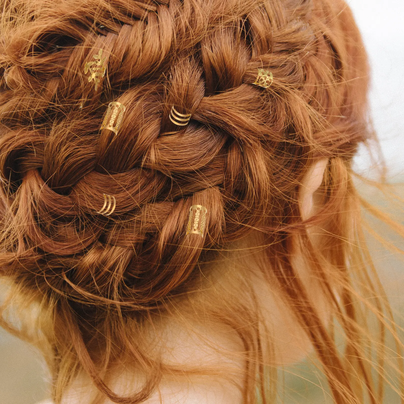 40Pcs Hair Jewelry for Braids Hollow Iron Rings Versatile Dreadlock Hair Extensions Accessories for Party Wedding