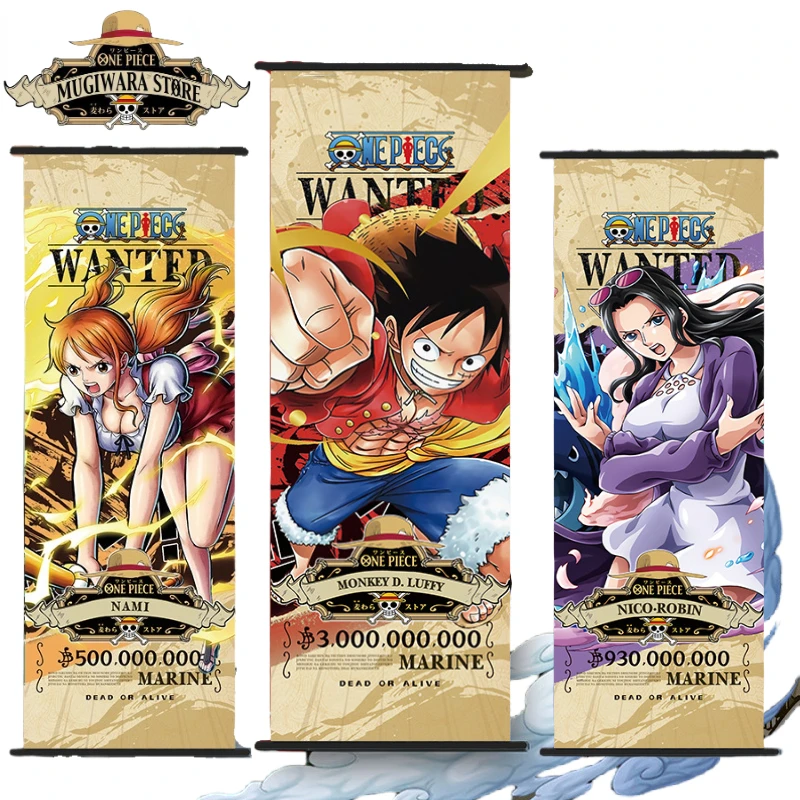 Bandai One Piece Poster Hanging Picture Luffy Nami Zoro Two-dimensional Peripheral Wallpaper Decoration Scroll Poster 25*70cm