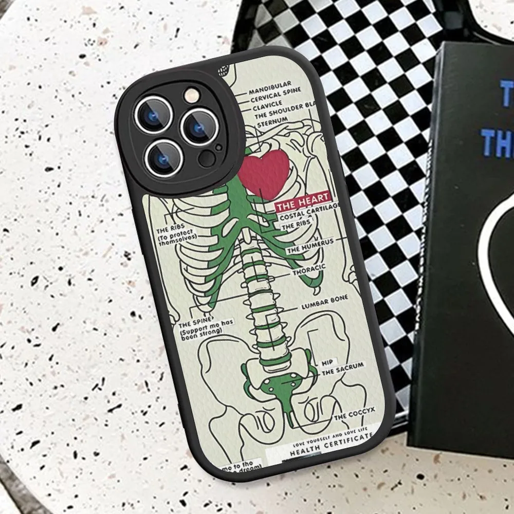 Radiological human organs Skeleton skull Phone Case Hard Leather For iPhone 14 13 12 Mini 11 14 Pro Max Xs X Xr 7 8 Plus Fundas