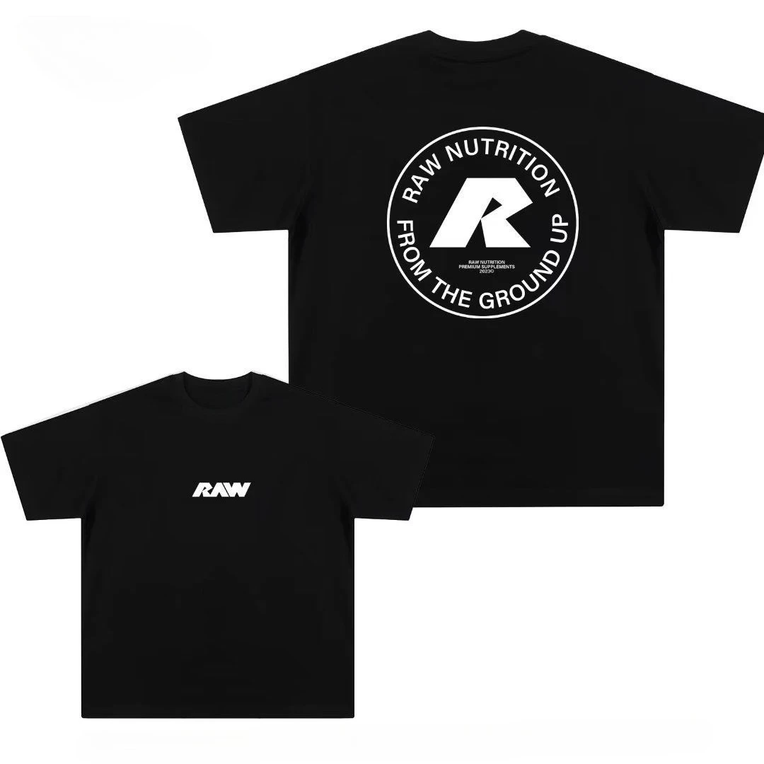 

2025 Chris CBUM's RAW Men's and Women's Sports Casual Cotton Letter Logo Round Neck Elastic Loose Short Sleeve