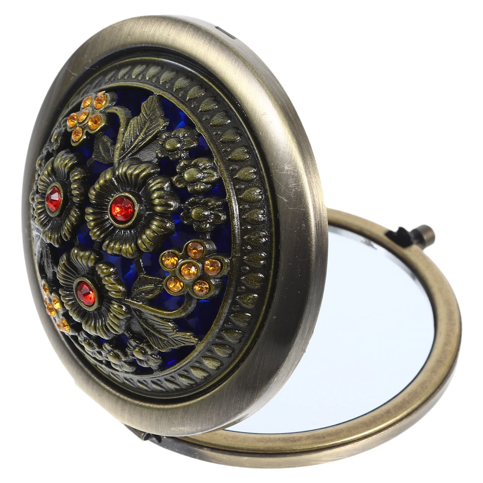 Retro Makeup Mirror Compact Portable Hand Mirror For Women Girls Mini Travel Supply Foldable Double Sided Small Vanity Accessory