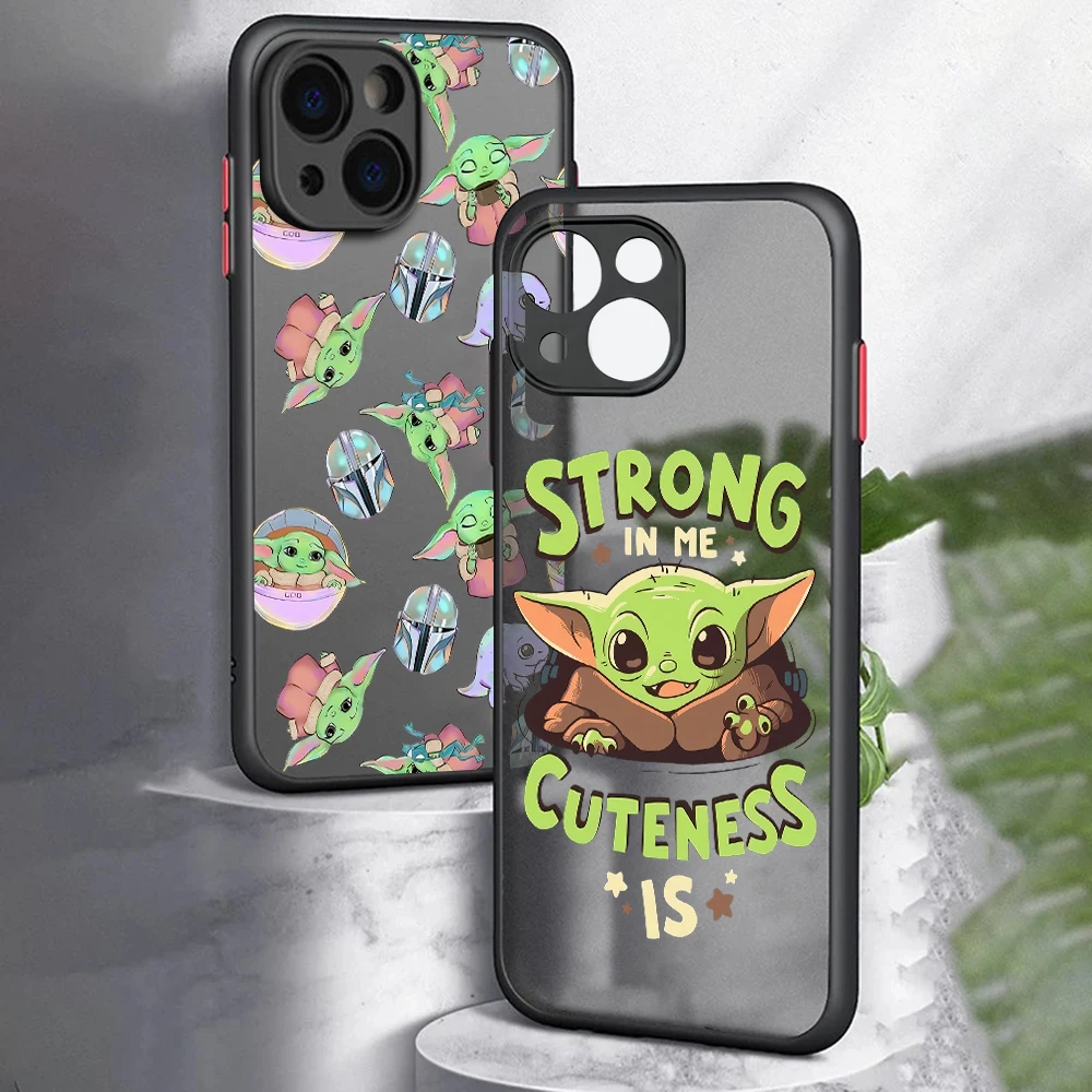 Cute S-Star Baby Yoda Phone Case For iPhone 15 14 13 12 11 Mini Pro Max X XR XSMax 7 8 Plus Matte Transparent W-Wars Back Cover