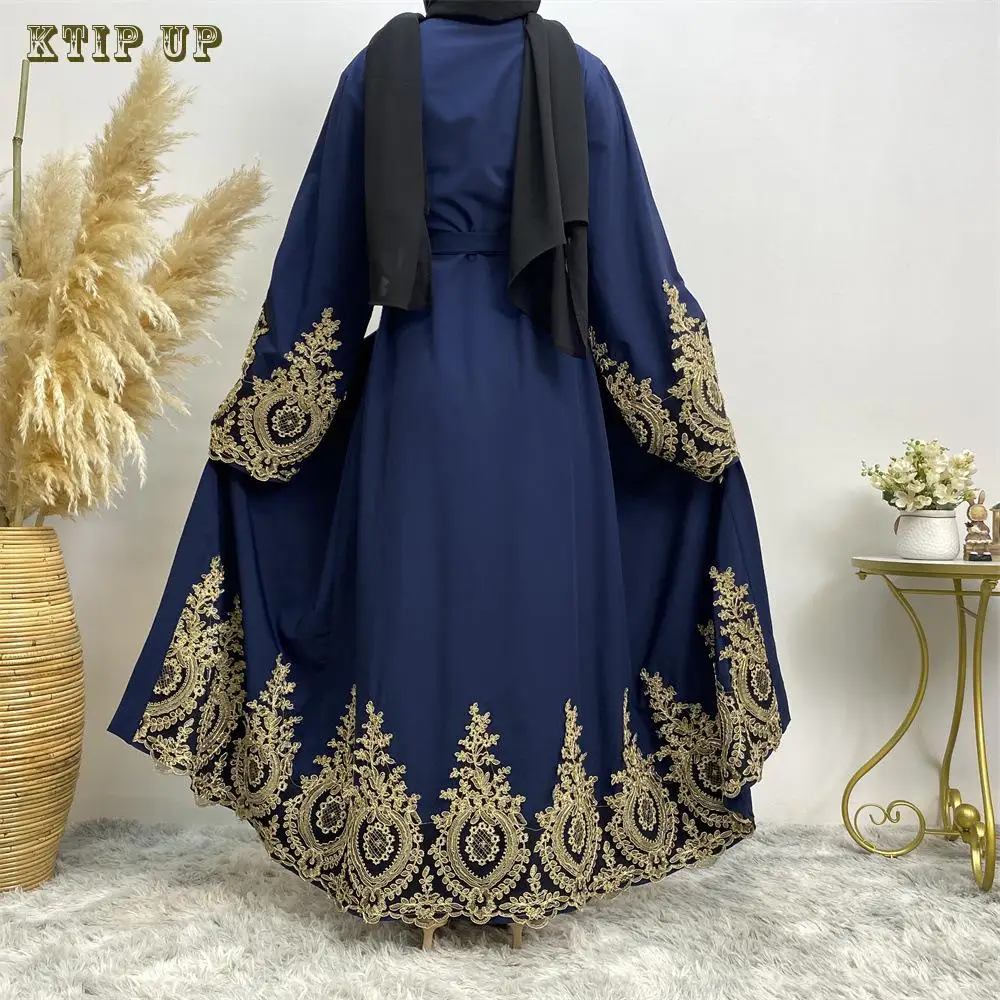 Cárdigan largo de encaje de retazos de Ramadán para mujer, Túnica Maxi musulmana de Dubai Abaya, Jilbab Islam, caftán marroquí, moda de Oriente Medio