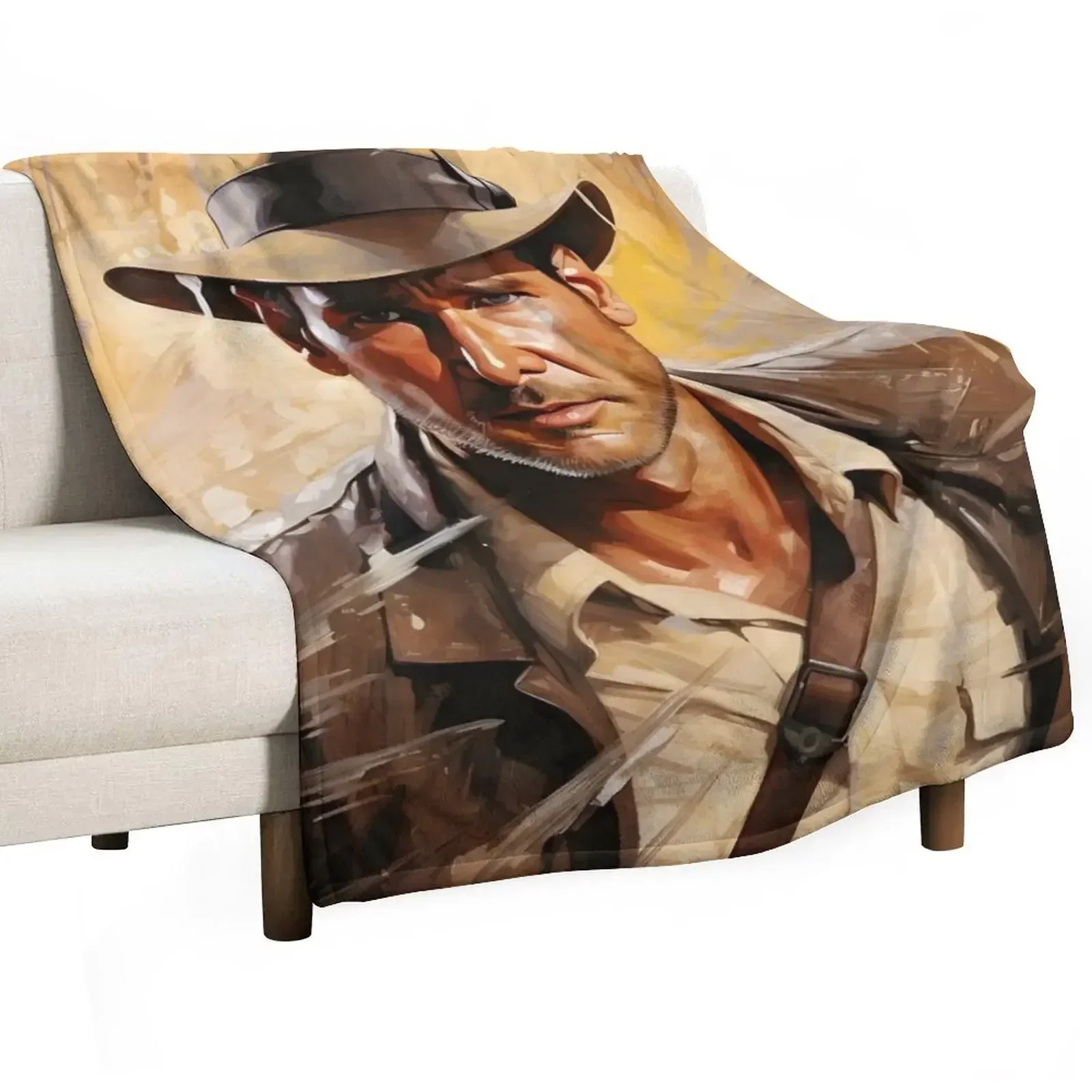 

Indiana Jones Paint Artwork Throw Blanket Multi-Purpose Personalized Gift Blankets