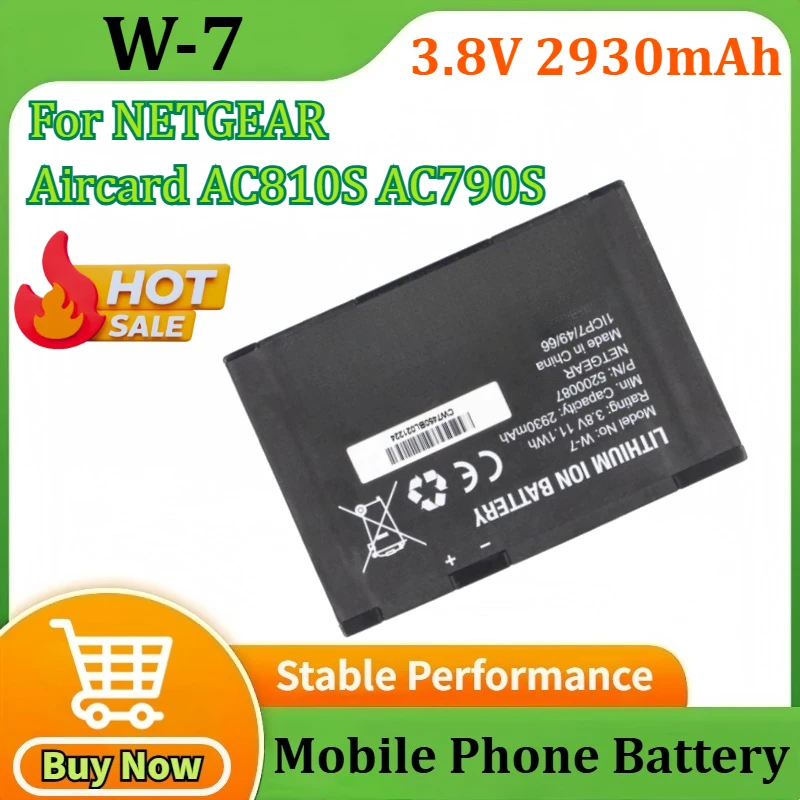 

3.8V 2930mAh W7 W-7 Battery for NETGEAR Aircard AC810S AC790S New Mobile Phone Batteries