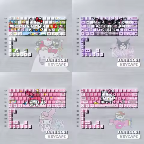 2026 Kawaii Sanrio Hello Kitty Custom Keycap Set PBT Dye Sub Side Legends OEM Profile Cute Cartoon Anime for Keyboard Lovers