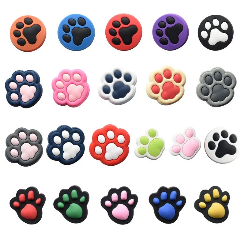 1-21pcs Bright Color Dog Paws Sandals Buckle Charms Children Adorable Footprint Shoes Decorations DIY Backpack