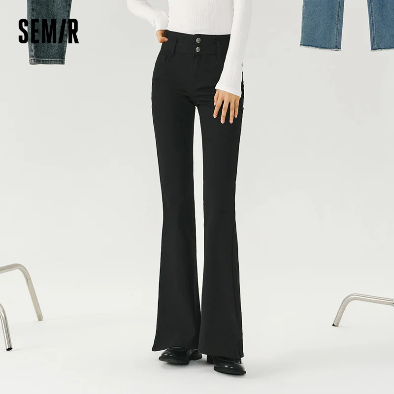 

Semir Flared Jeans Women High Waist Split Hem Spring 2025 New Casual Soft Denim Bell Bottom Pants for Daily Outfits