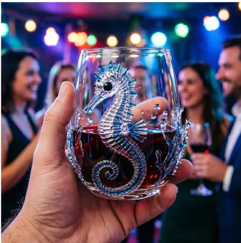 Creative Handmade Marine Animal Series Turtle,Octopus Whiskey Glass,Wine Cocktail Glass Decoration, Home Wine Cabinet Decoration