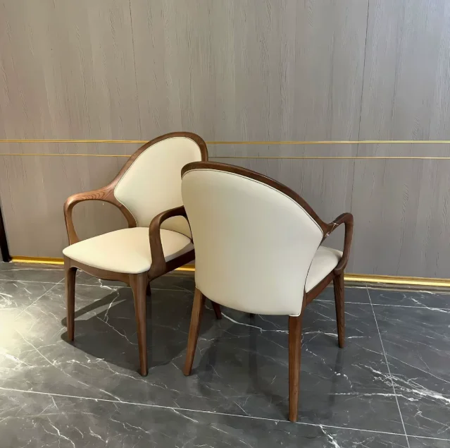 Modern Design Solid Wood Dining Chair Home Hotel Furniture With Leather For Hotel And Villa