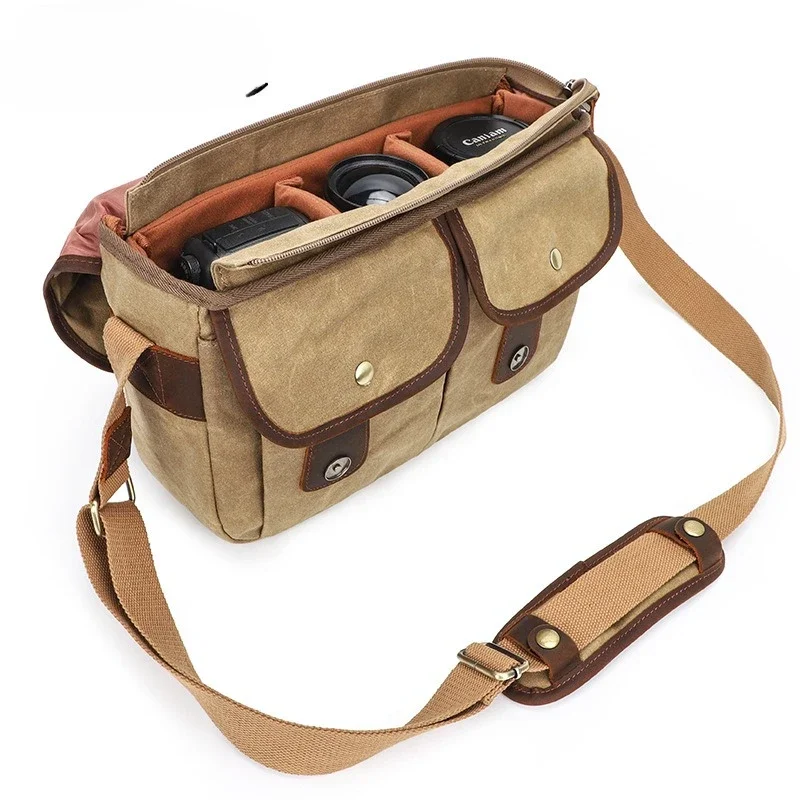 Canvas bag SLR camera bag shoulder crossbody photography digital lens storage bag SLR camera special