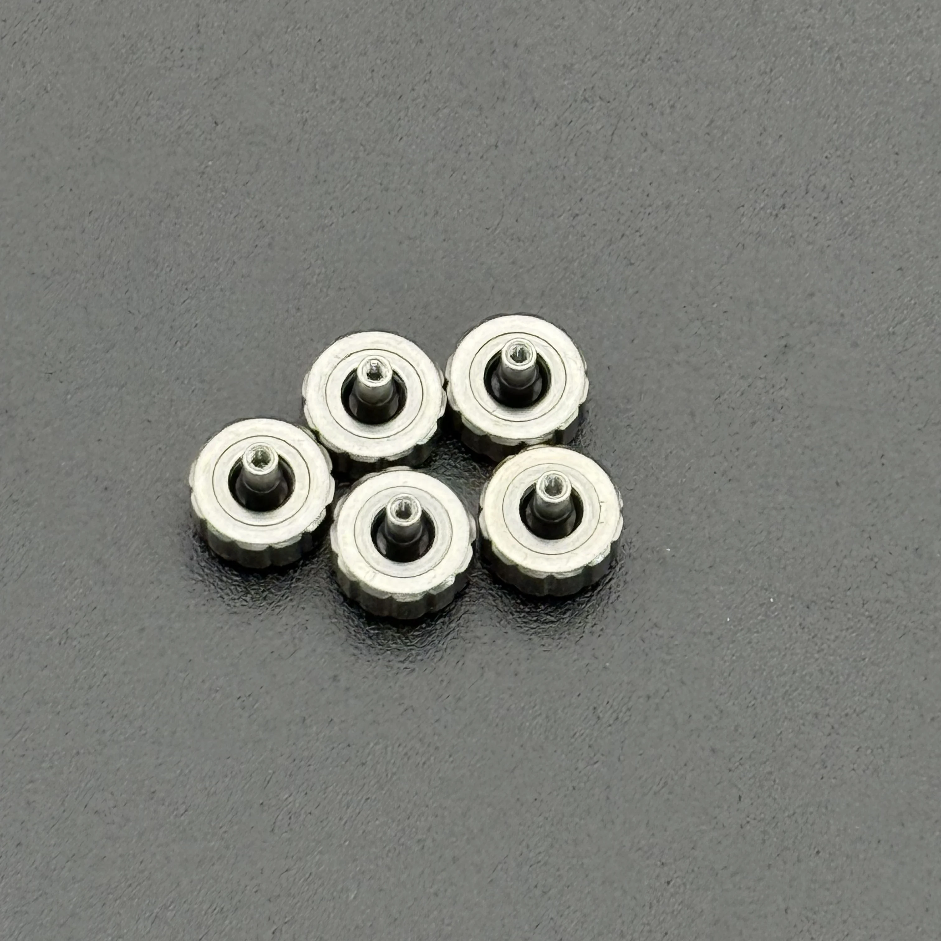 5 uds tubo largo corona de reloj de acero plateado 3,0mm 3,5mm 4,5mm 5mm 5,5mm 6mm 6,5mm 7mm diámetro de cabeza