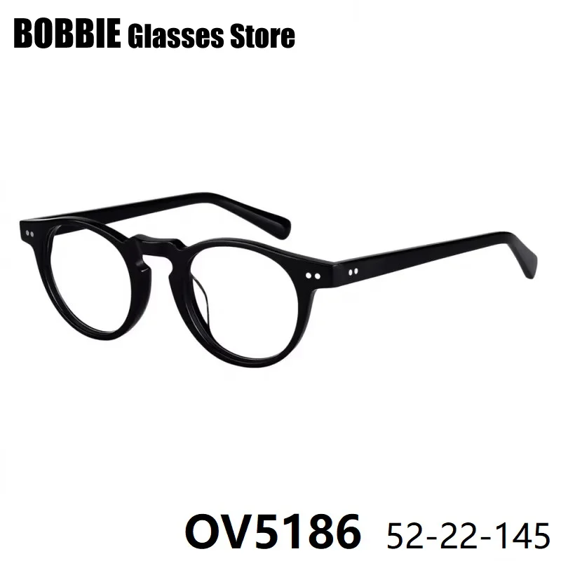 

Full Acetate Eyeglasses Men Small Round Vintage Glasses Frame Women Eyewear Transparent Spectacles Gafas USA Brand Style 5186