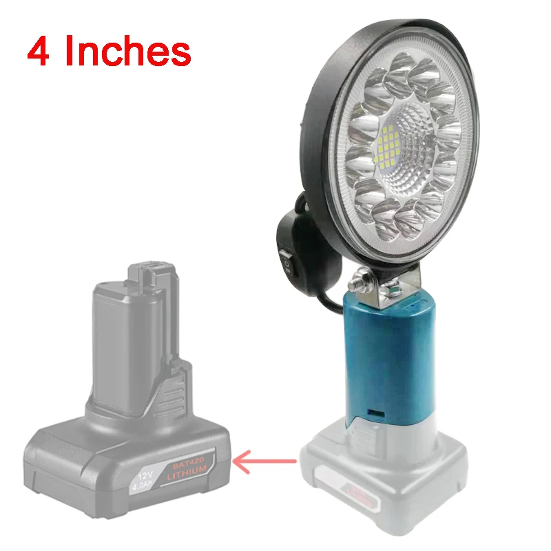 BAT411 LED Work Lights Flashlights Electric Torch Spotlight BAT420 Lamp for Bosch 12V 10.8V Li-ion Battery High Low Ceam Control