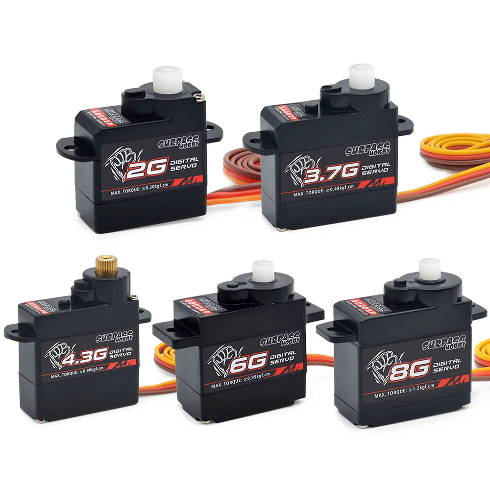 Surpass Hobby 2g 3,7g 4,3g 6g 8g Kunststoff/Metallgetriebe Mini Digital Servo für RC Flugzeug Starrflügel Hubschrauber Drohne Auto Boot Roboter