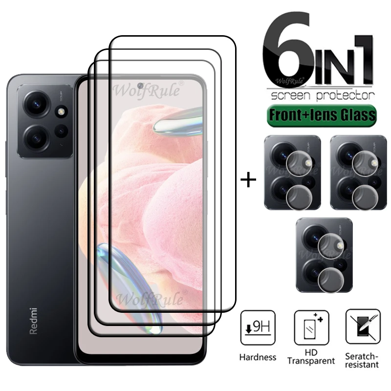 6-in-1 For Redmi Note 12 Glass Redmi Note 12 Full Cover Glue Screen Protector Xiaomi Redmi Note 12 Pro Plus 5G Global Lens Glass