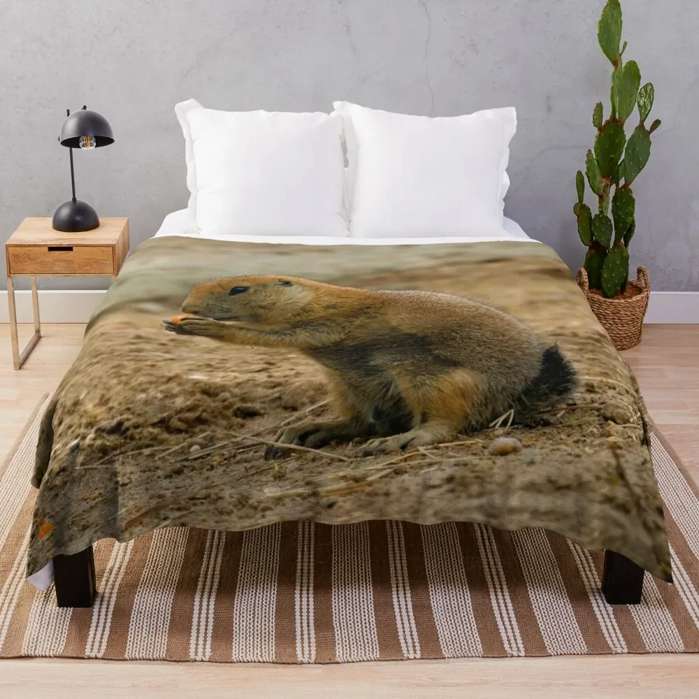 

Prairie dog eating a carrot Throw Blanket Soft Bedroom Blanket for Night Sleeping