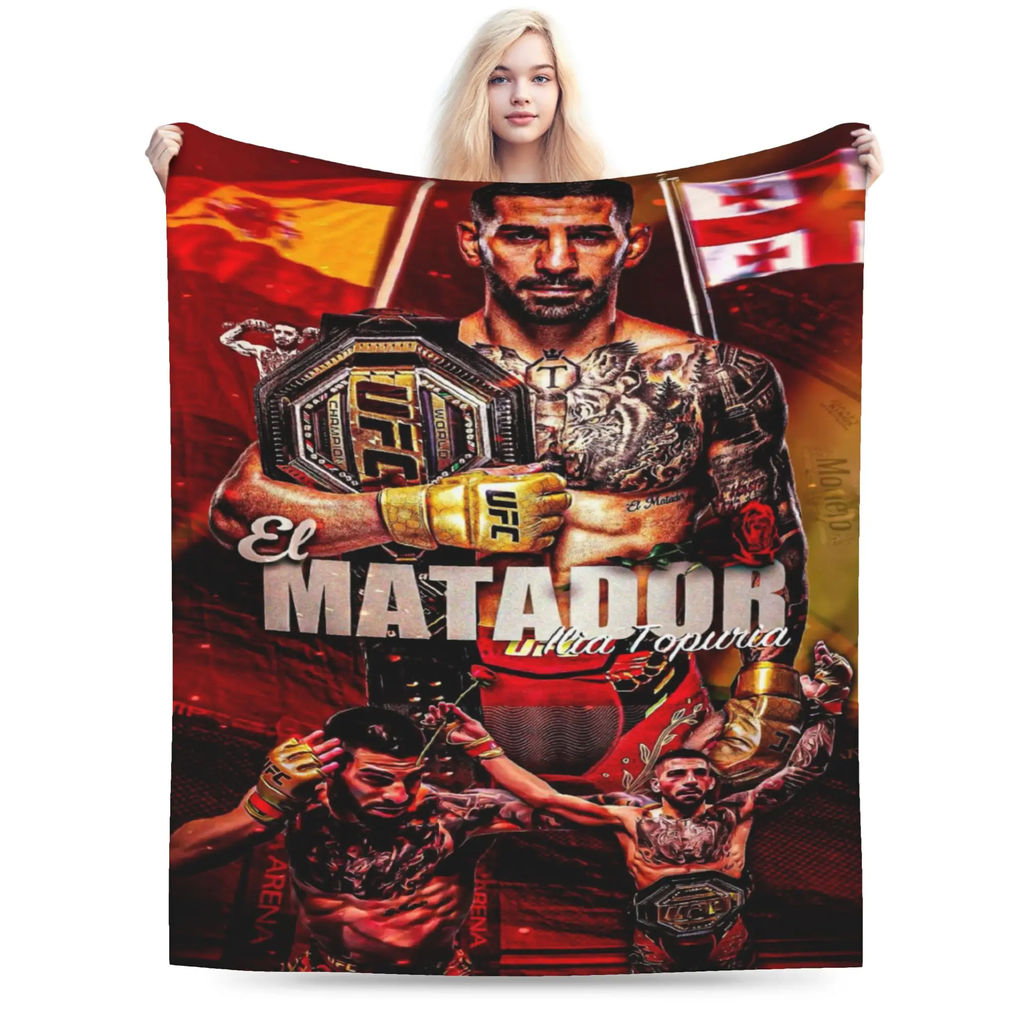 Ilia Topuria Wrestling Wrestler Stuff Blankets Ultra-Soft Fleece  Throw Blankets Comfortable Quilt