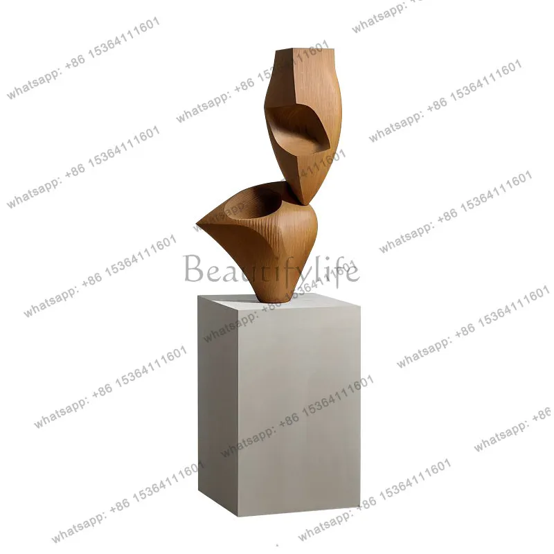 Hotel abstract art sculpture large floor-to-ceiling ornaments exhibition hall soft staircase corner wood carving decoration