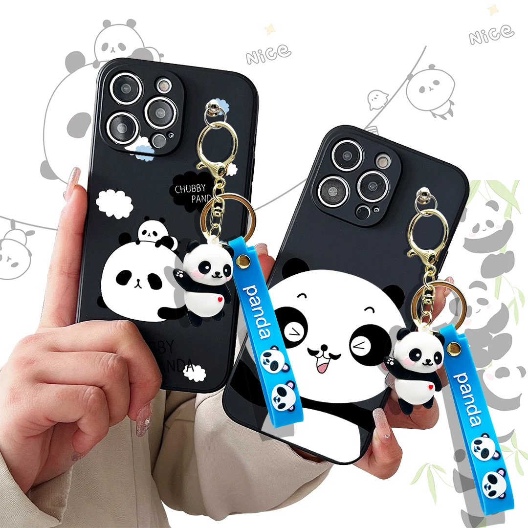 For Motorola Moto Edge 50 30 E22 32 20 G24 G 14 84 G Style 13 53 73 22 32 42 52 62 72 Winking Panda Case With Keychain