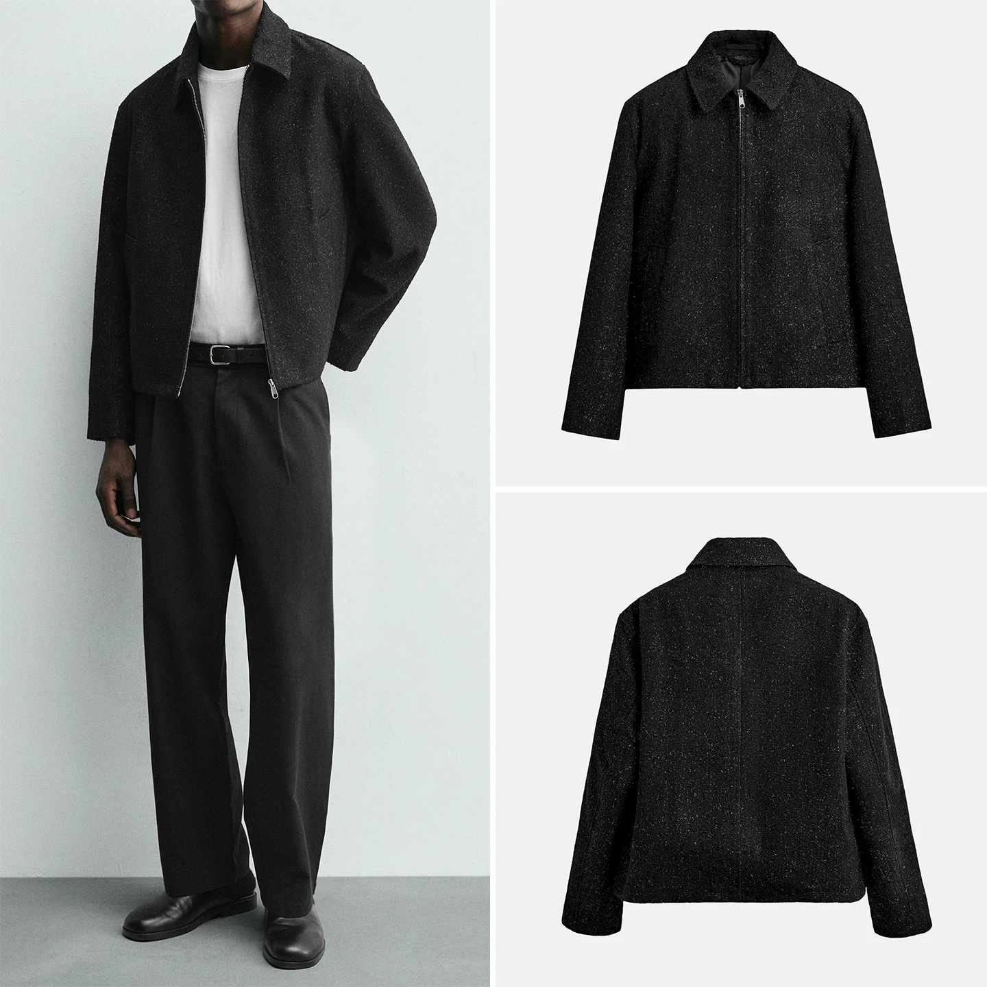 

Мужское универсальное повседневное пальто iny Texture Jaet, длинное пальто с застежкой-молнией, бренд Z, осень 2023, N...