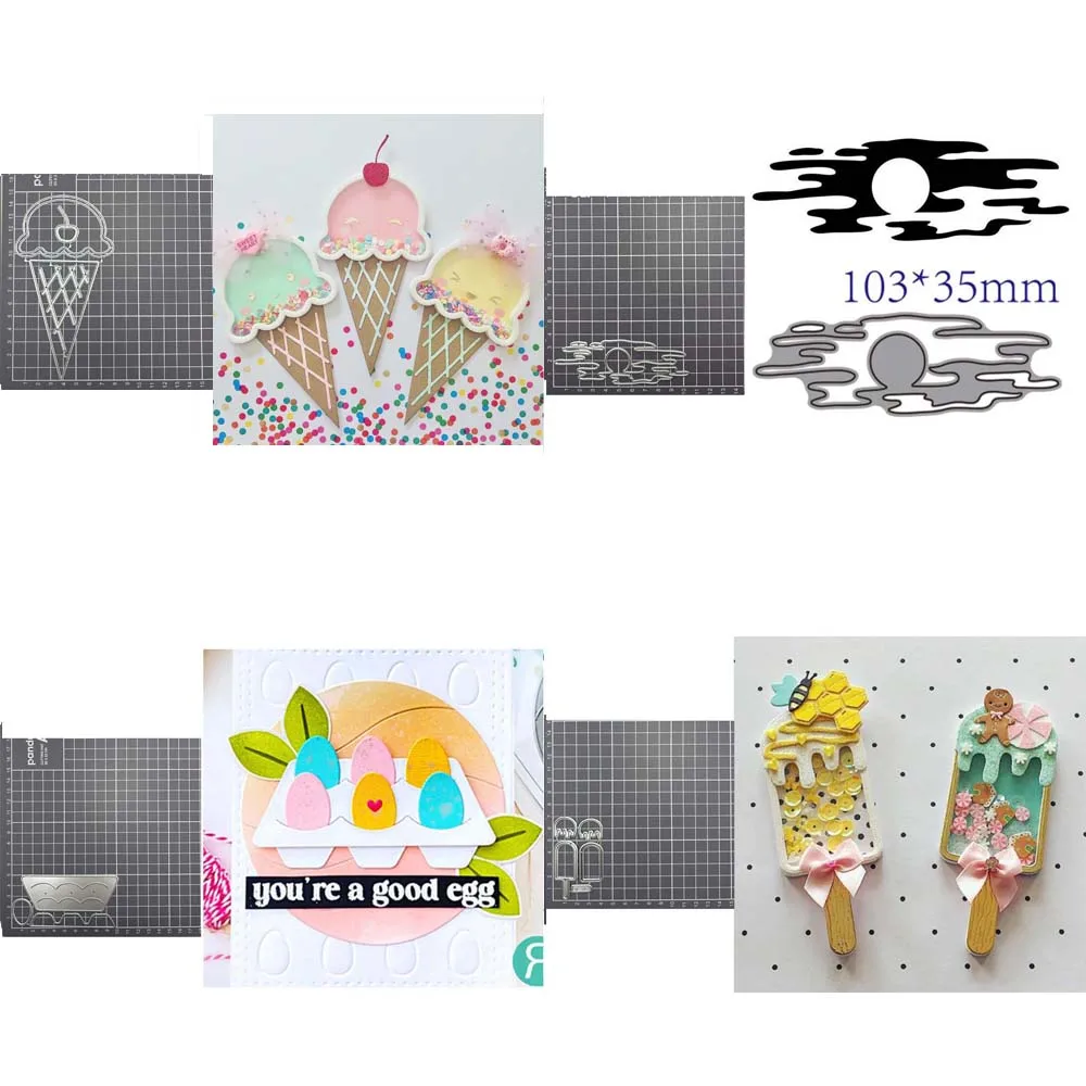 Ice Cream Popsicle Touch hand Easter egg tray Moon Metal Cutting Dies Scrapbooking Album Embossing Card DIY Craft Template Mold