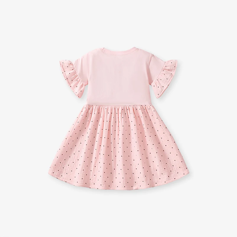 Little maven 2026 New Summer Children 's Clothing for Kids Baby Girls Cotton Children Casual Clothes Cartoon Bear Dresses