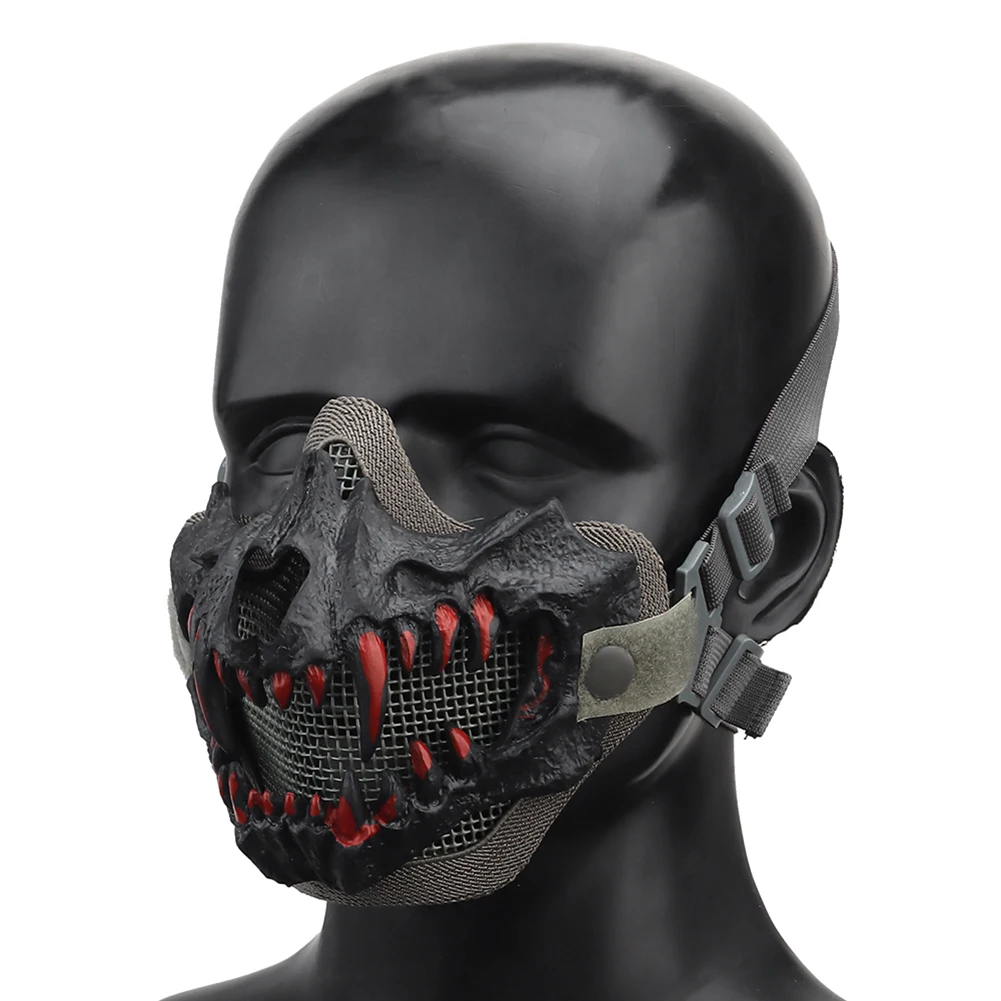 

Halloween Half Face Skull Mask Adjustable Half-face Airsoft Mask Breathable Headwear Halloween Horror Props Festival Party Favor