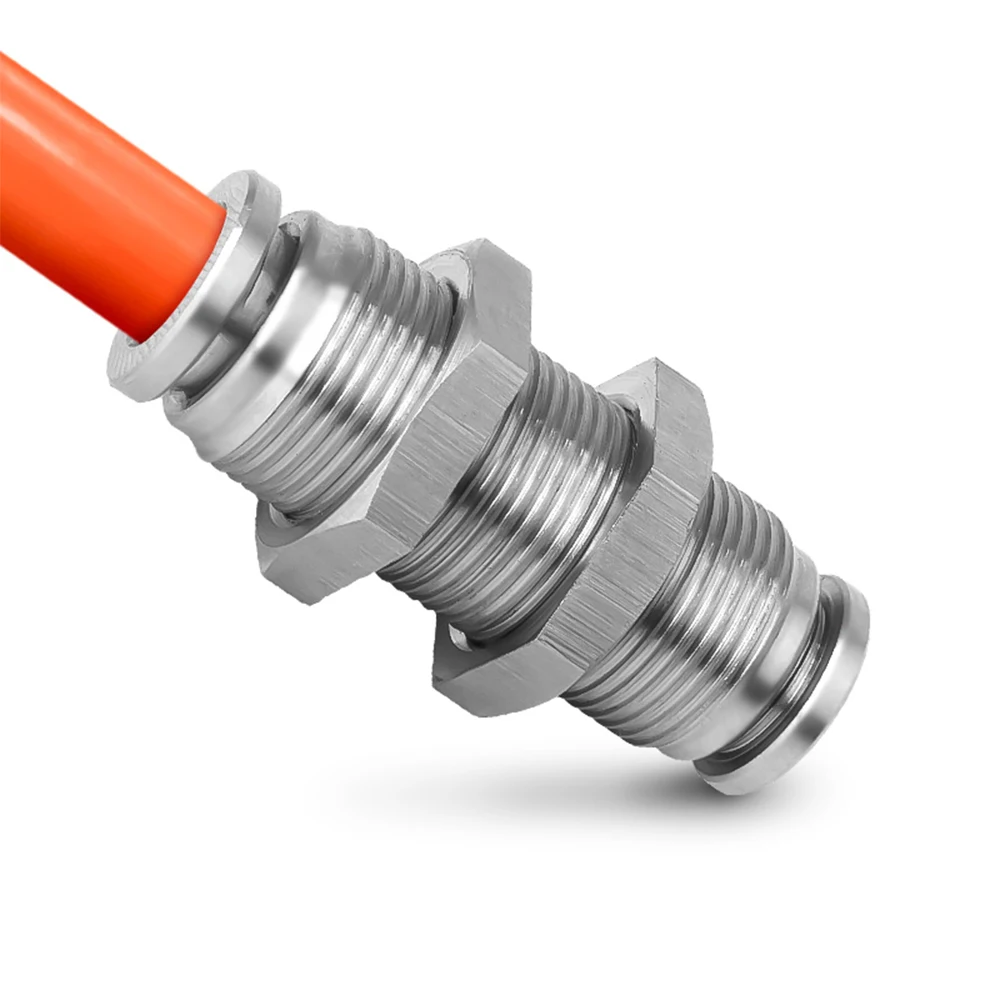 PM 304 Stainless Steel Pneumatic Connector Bulkhead Quick Connector 4 6mm 8mm 10mm 12mm 14mm 16mm Hose Gas Pipe Connector Plate