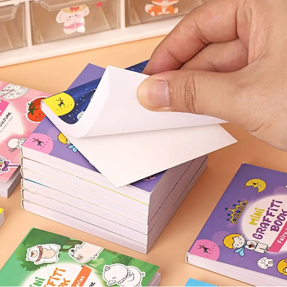 50 sheets Cartoon Paper Coloring Book Mini Multi Theme Doodles Book Graffiti Food Montessori Drawing Christmas