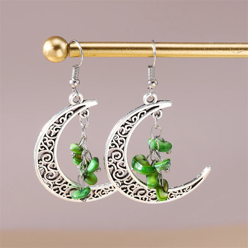 Mode Mond Tropfen Ohrringe für Frauen Ethnische Handgemachte Türkis Perlen Baumeln Ohrringe Mädchen Party Festival Schmuck Geschenke – Detail 3