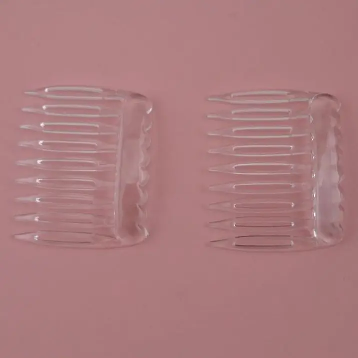 50 STKS 4 cm * 5 cm Mini 9 tanden Clear Plain Plastic Kammen Haarspeld voor DIY Haaraccessoires Transparant Wit Zijkam voor Kroon