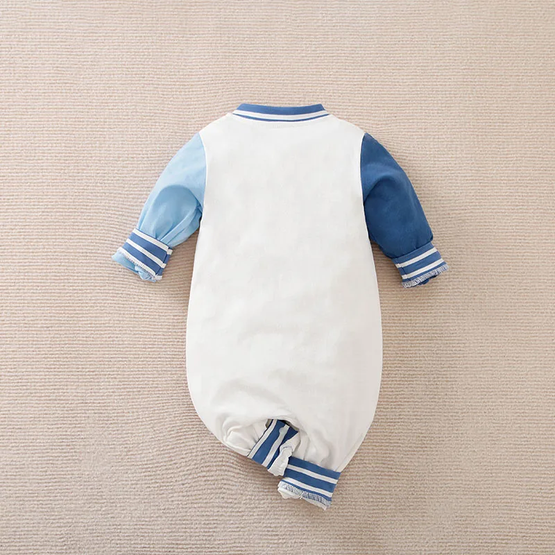 0-18m Baby Jumpsuit Cute Baseball Suit Teddy Bear Embroidered Cotton Soft Spring And Autumn Long Sleeved Newborn Clothes