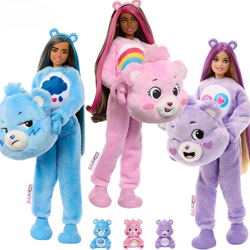 original-barbie-cutie-reveal-doll-care-bears-series-cheer-grumpy-share-fashion-accessories-plush-costume-girls-toys-color-change