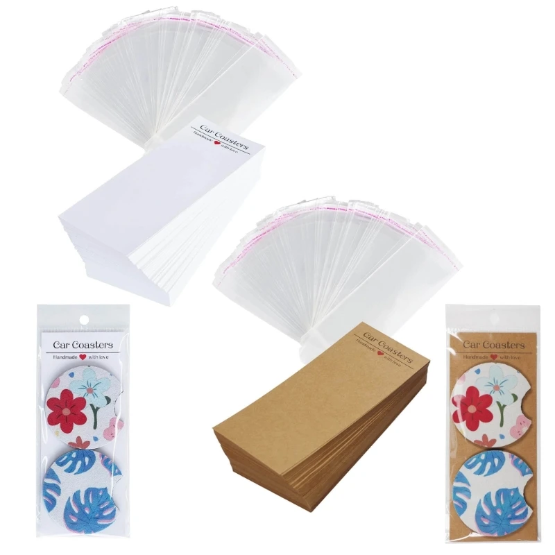 

100Pcs Car Packaging For Selling Sublimation Car Coasters Cards with Bags Coasters Display Cards Easy to Use