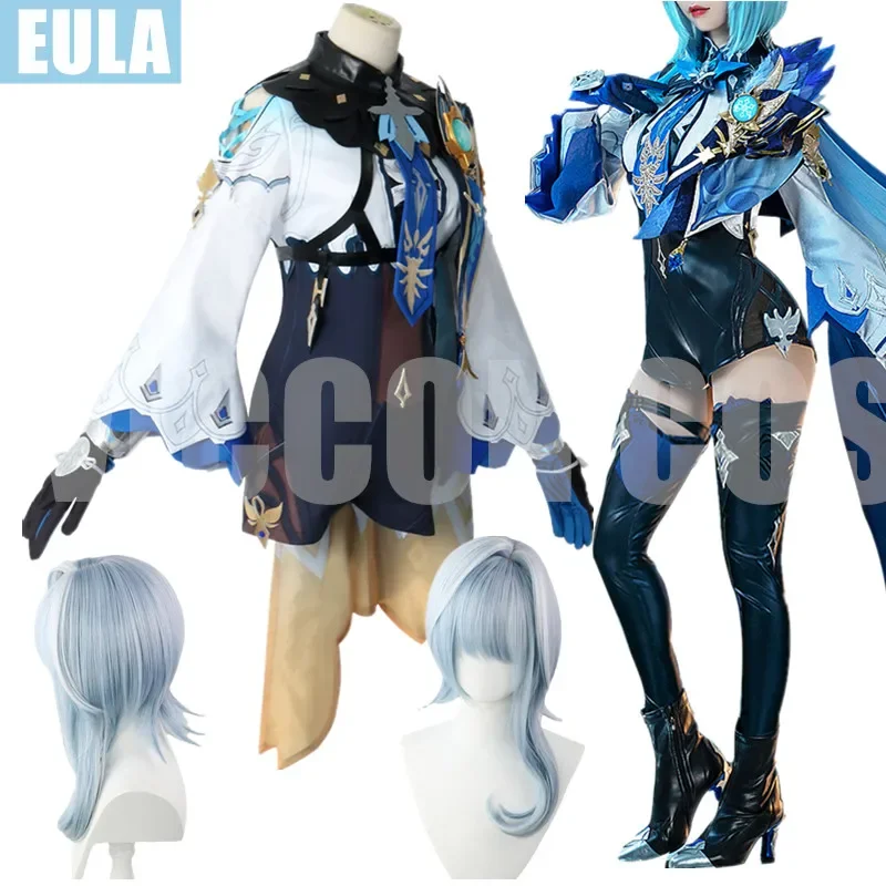 Genshin Impact Cosplay Costume pour femme, jeu Eula, uniforme sexy, robes d'Halloween