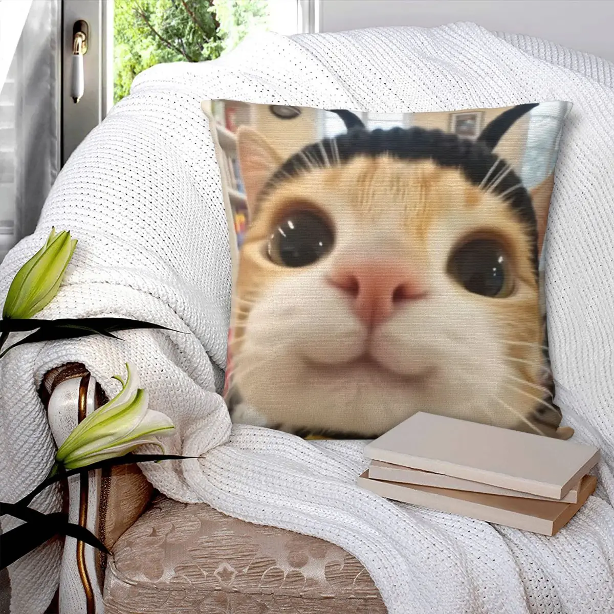 Pet Cat Funny Memes Square Pillowcase Cushion Cover Pillow Case Throw Pillow Cover for Home Bedroom Car