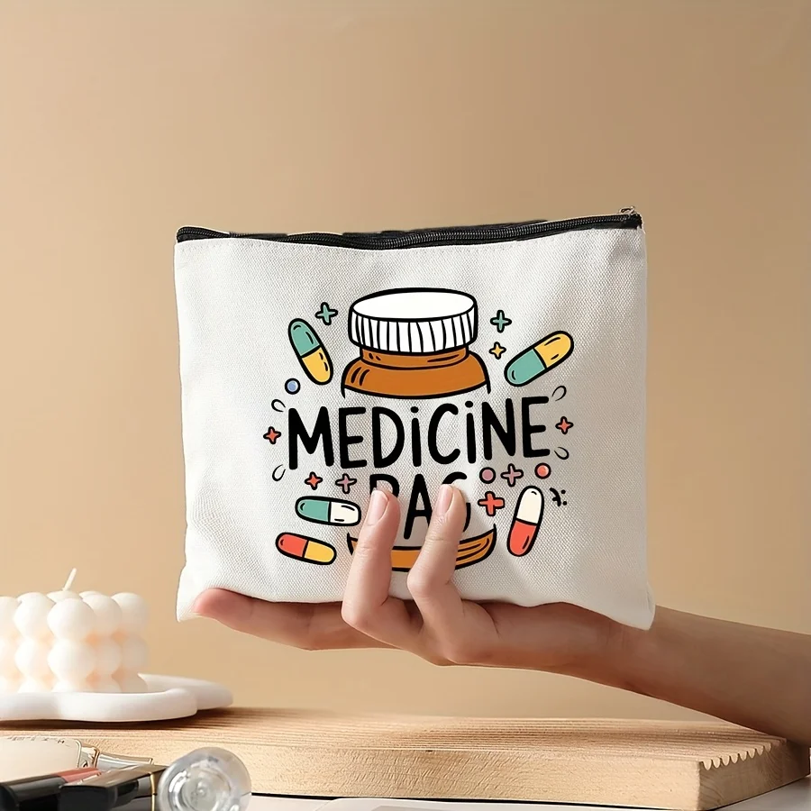 1pc 製薬ロゴ化粧バッグ多機能ジッパーポーチジュエリー収納バッグ旅行に最適ジッパー小型収納バッグ