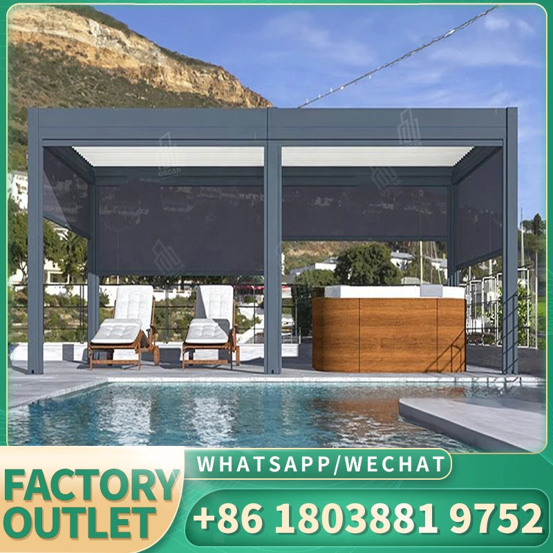 Electric Waterproof Aluminum pergola bioclimatic price pavilion aluminium pergola aluminum slats for garden pergolas and gazebos