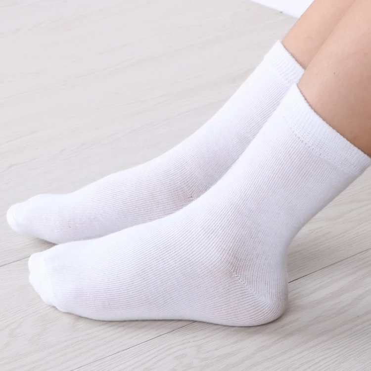 5er-Pack Kindersocken aus Baumwollmischung, Crew-Socken für Jungen und Mädchen, bequem, atmungsaktiv, einfarbig, weiße Kindersocken für die Schule – Detail 6