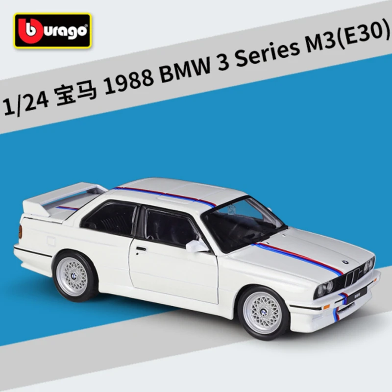 Bburago 1:24 BMW M3 E30 1988 Alloy Sports Car Model Diecast Metal Classic Racing Vehicle Car Model Simulation Childrens Toy Gift