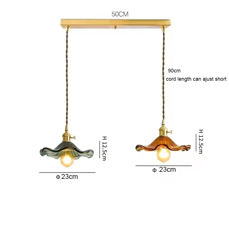 Home Eenvoudige LED Hanger Licht Armatuur Slaapkamer Woonkamer Bar Kleurrijk Glas Koperen Hangende Lamp Licht Edison Plafond Kroonluchter plafondlamp hanglamp led verlichting hanglamp woonkamer