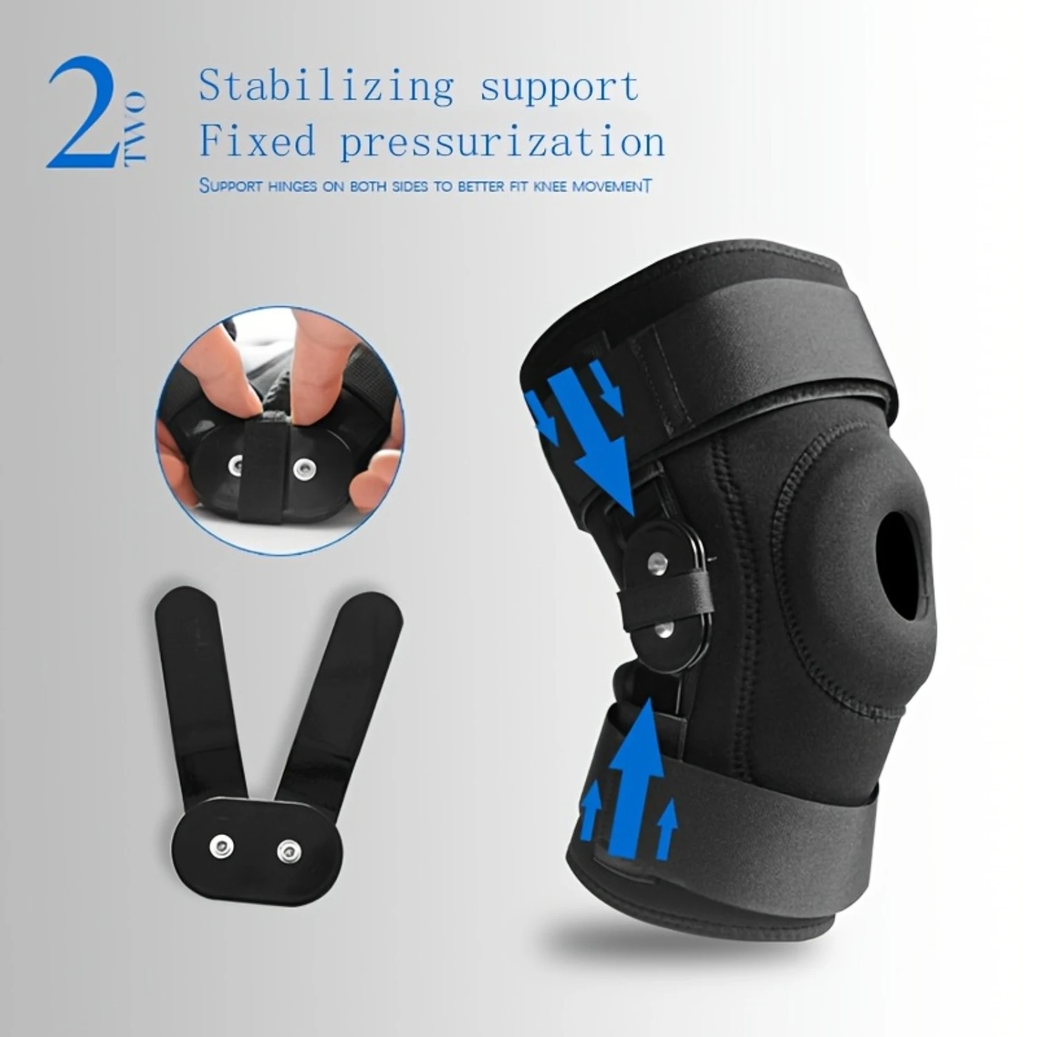 Hinge Adjustable Hinged Knee Brace, Black Men & Women Best Knee Brace Support, Sports Knee Pad