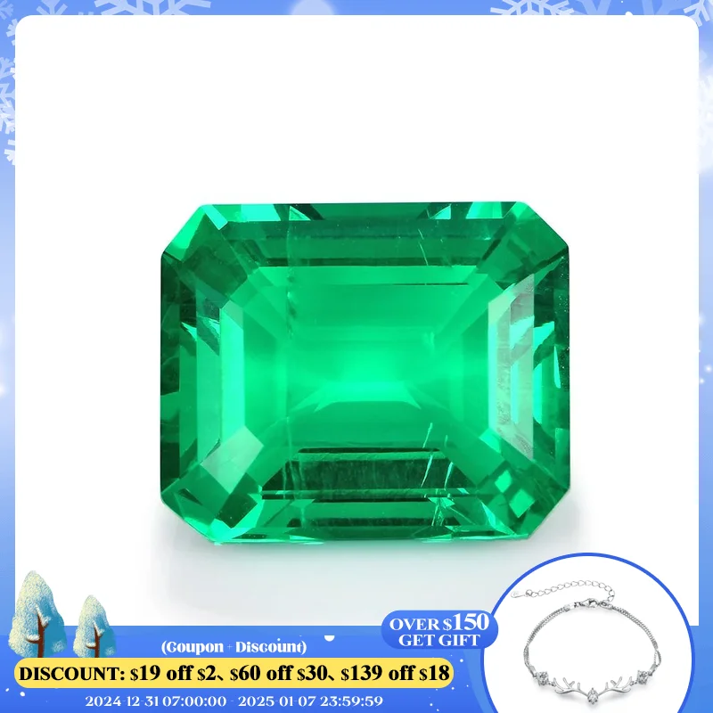 Green Columbian Emerald Loose Gemstone Classic Emerald Cut Hydrothermal Emerald 8mm*10mm 2.7 Carats For Jewelry Design