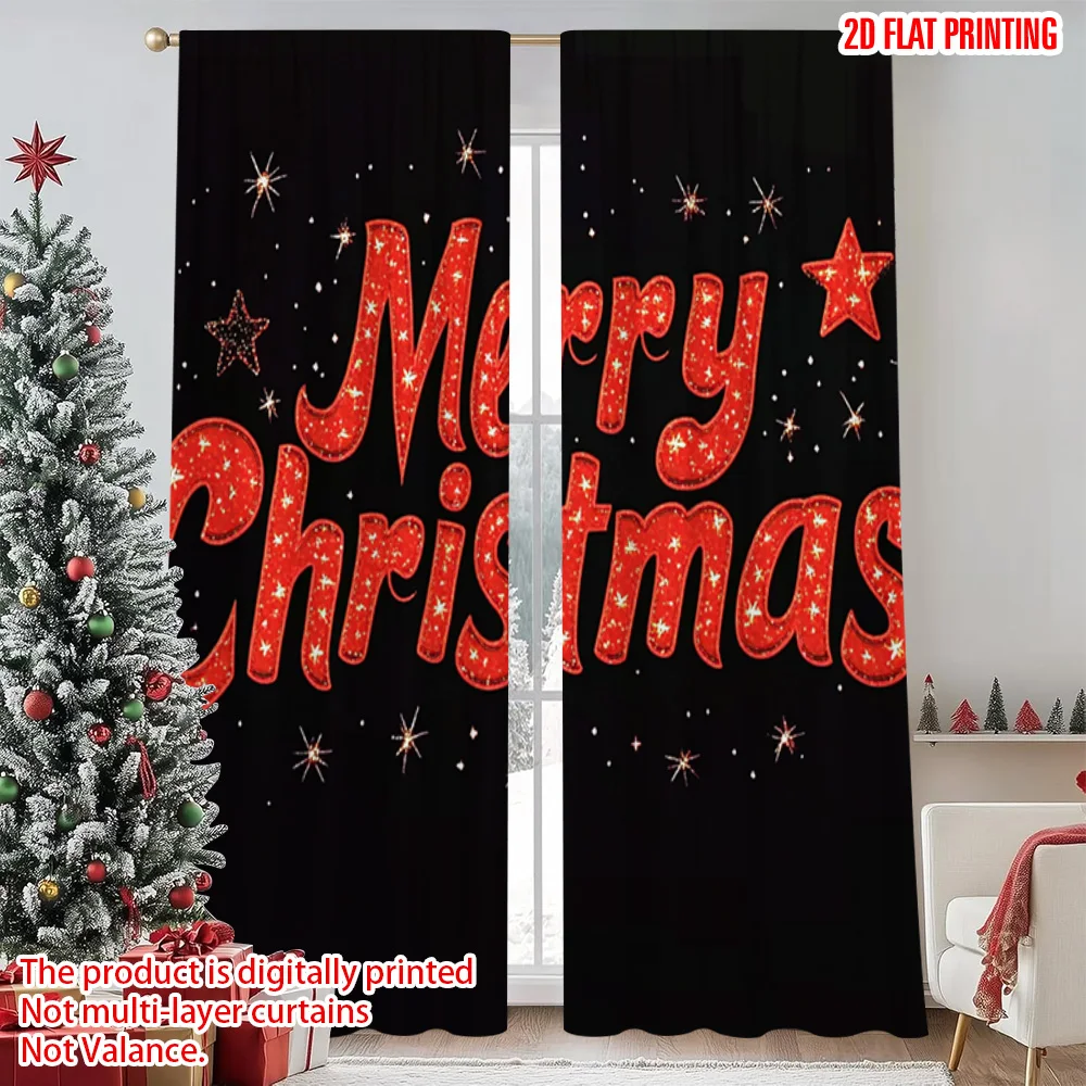 

2pcs 2D flat printing Christmas Party Curtain Merry Christmas star Versatile Fabric Without Electricity Party Decorations for