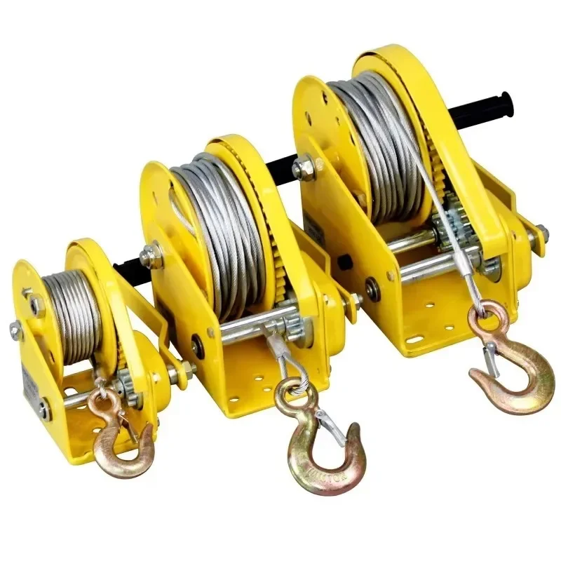 1200 Lbs Hand Winch and 10m Wire Rope Manual Traction Lifting Winch Crane Two-way Self-locking Small Portable Winch