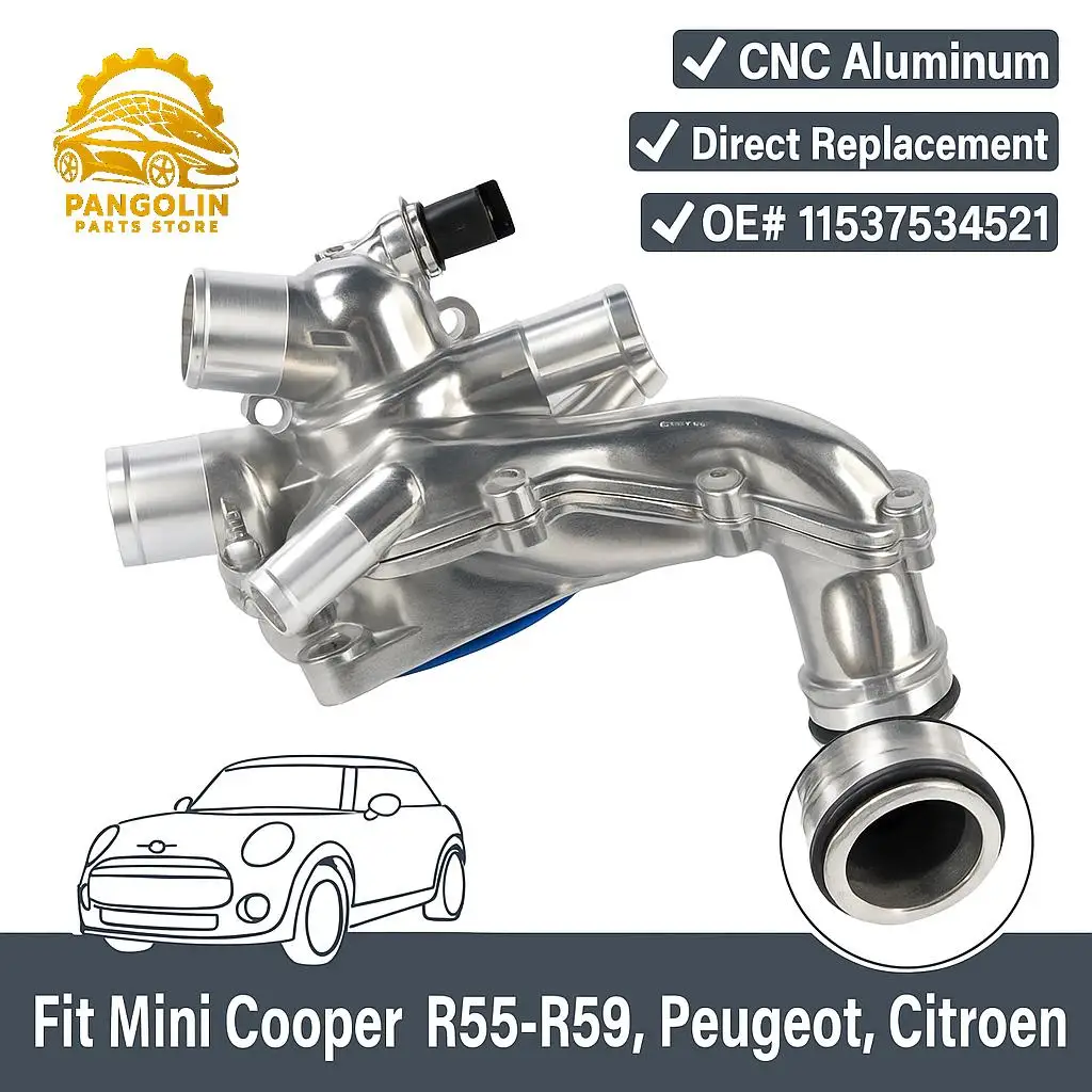 Aluminium-Thermostatgehäuse-Baugruppe 11537534521 für Mini Cooper R55 R56 R57 R58 R59 Peugeot Citroen 1.6L 11537534521