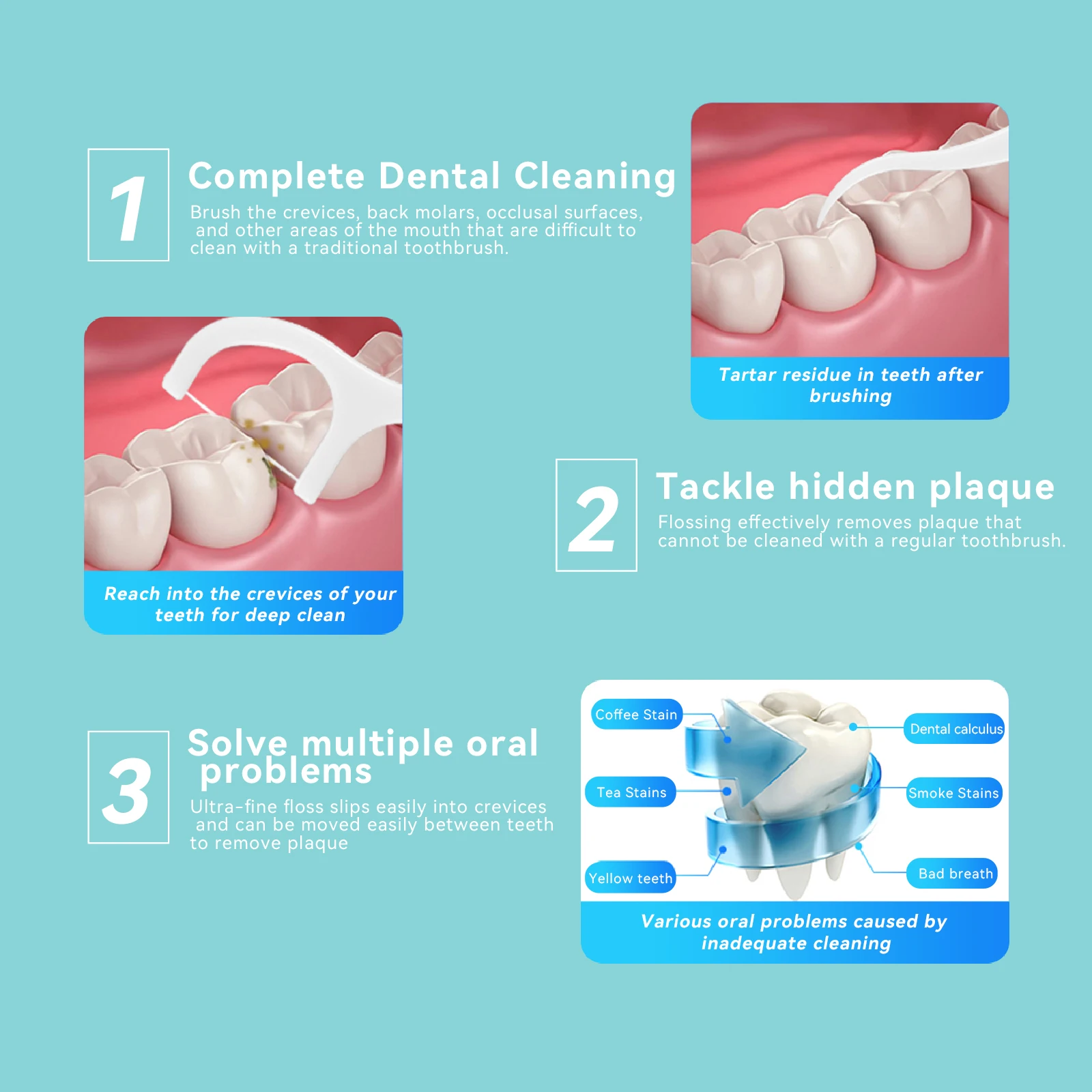 Dr.Yadent Tooth Pick Floss مادة خيط تنظيف الأسنان المتينة لا توضع على اللثة الحساسة بكفاءة إزالة البقايا والطاعون